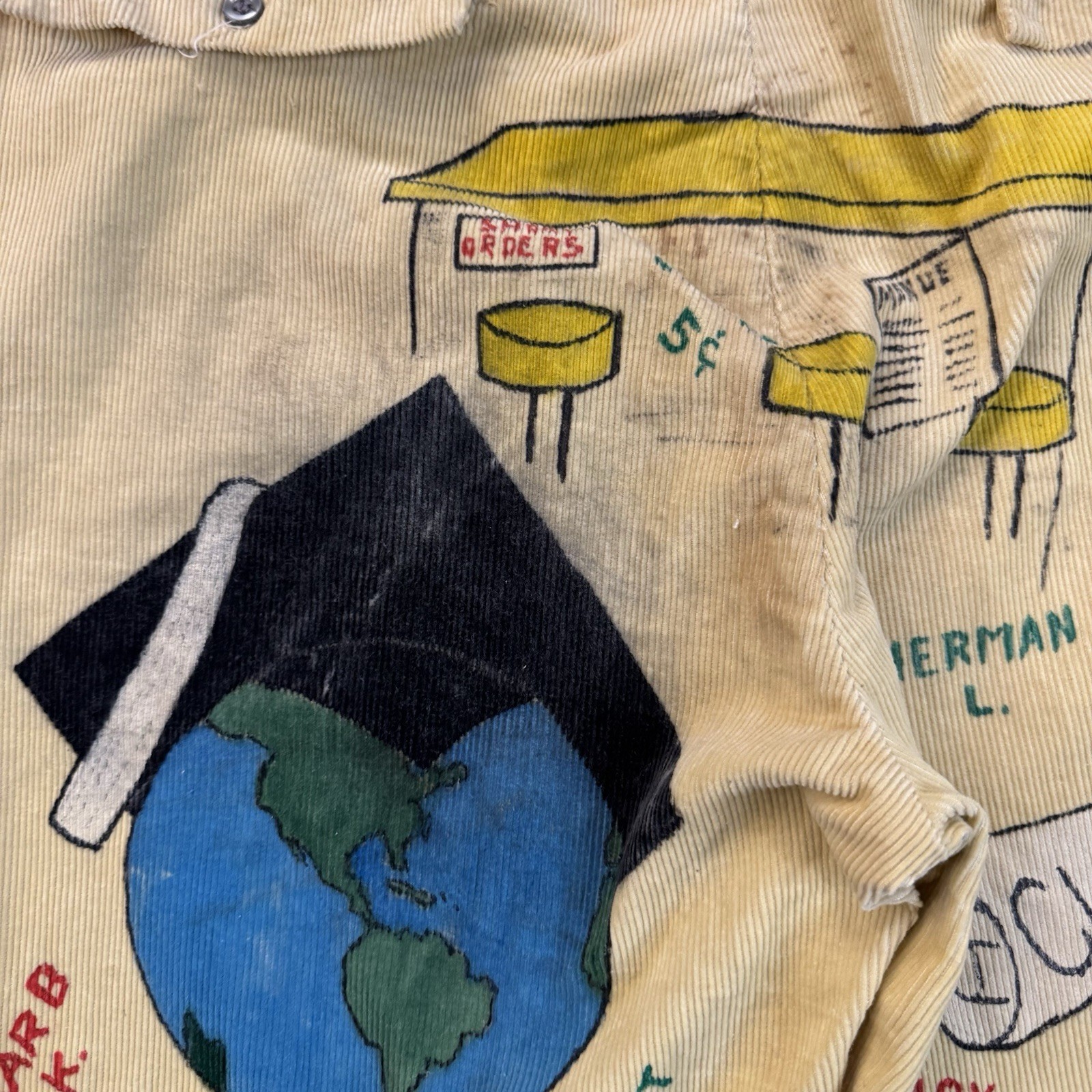 Vintage 60s Senior Cords Indiana South Caston 1963 Hand Painted Pants