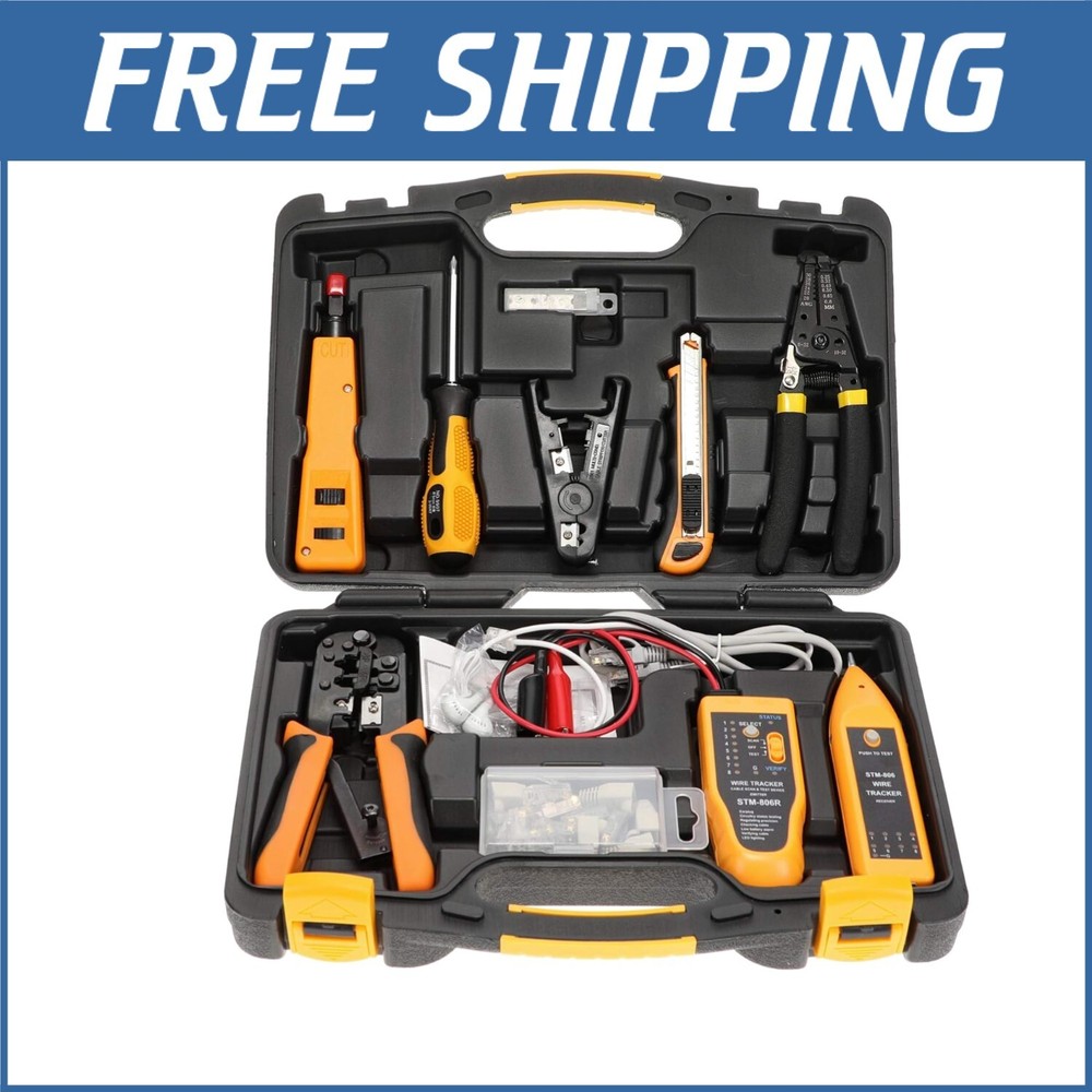 Ergonomic RJ45 Crimper and Cable Tester: Complete Network Tool Kit 15 Pieces