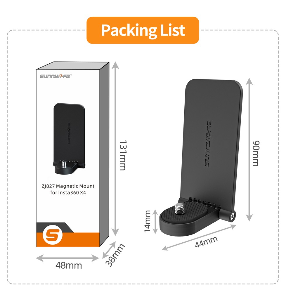 For Insta360 X4 Magnetic Adjustable Angle Base Camera Handle Scene Stand Black