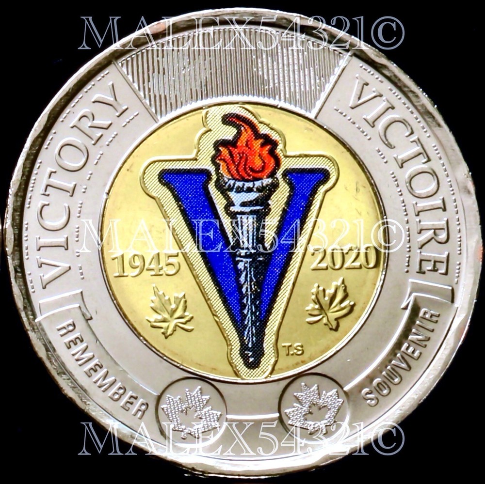 🇨🇦 ​CANADA COLOURED 2020 "VICTORY" 2 DOLLARS UNCIRCULATED