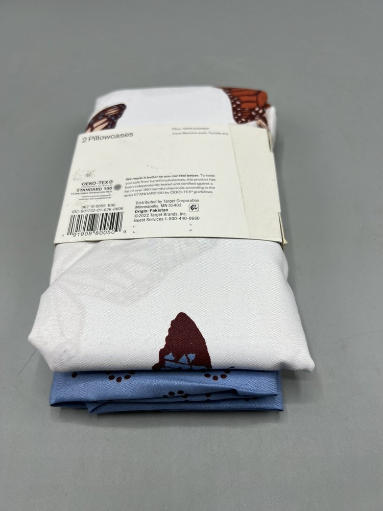 Room Essentials (2) 2 Pk Microfiber Standard Butterfly &dots Pillowcases NEW