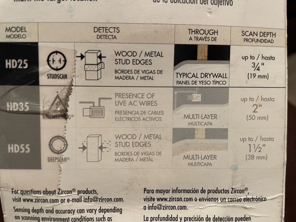 ZIRCON -StudSensor HD25 Edge Finding Stud Finder 3/4 In