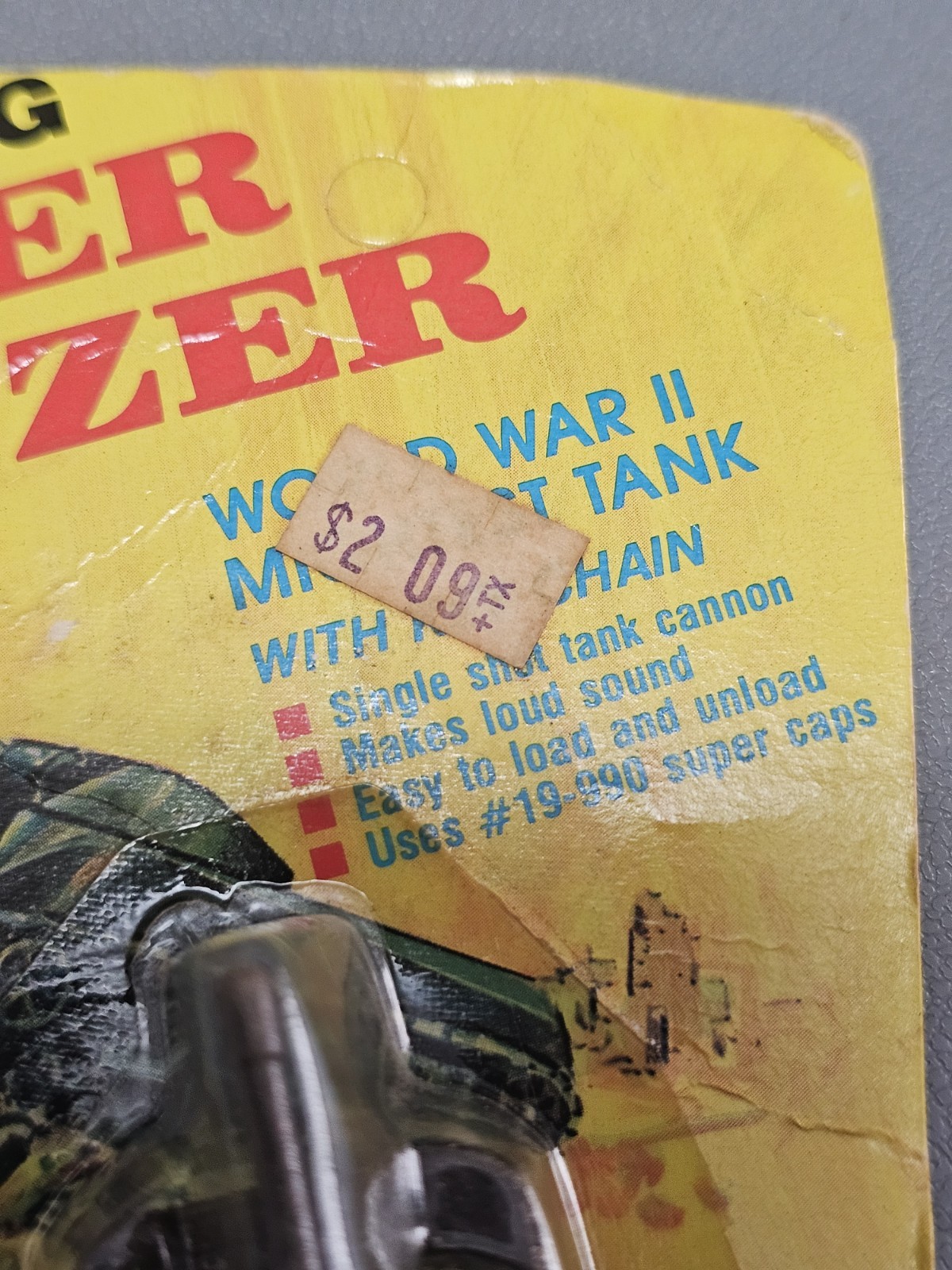 Vtg Edge Mark Mini-gun Series Shooting Tiger Panzer Cap Key Chain Toy New