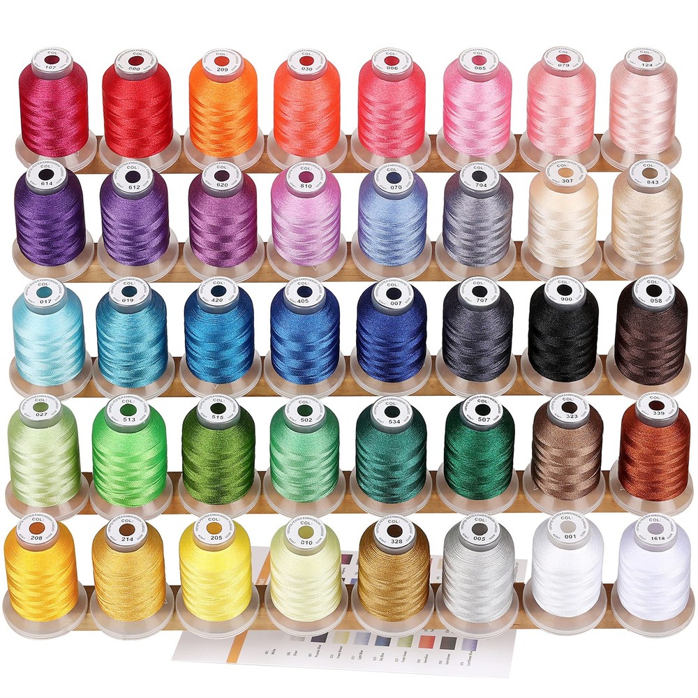 40 Spools Polyester Machine Embroidery Thread Kit 500M (550Y), 40 Colors