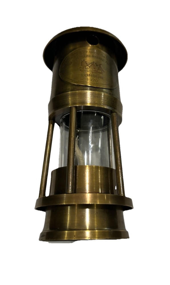 SOLID BRASS COLLECTABLE MINERS SAFETY LAMP WITH WICK INSIDE