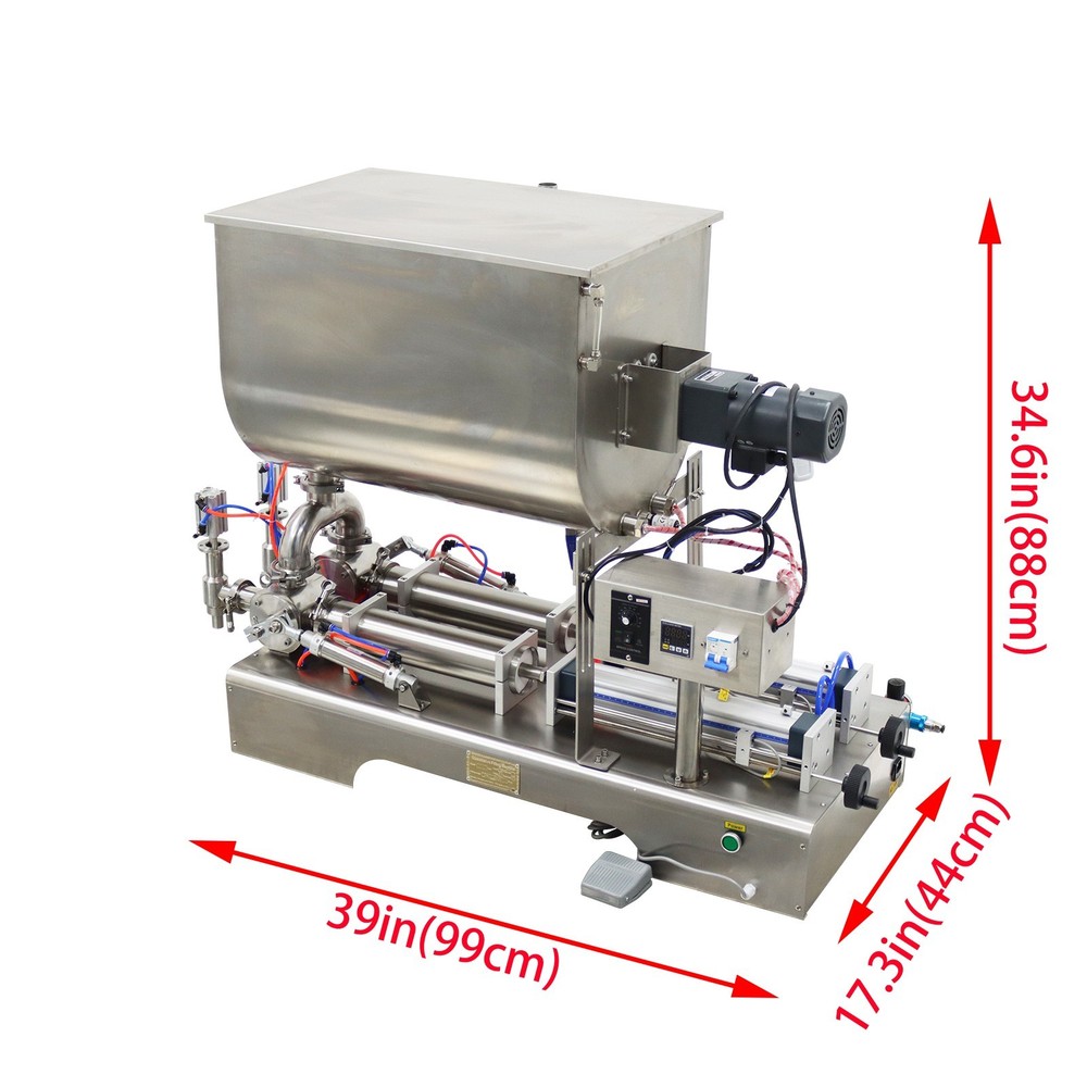 2 Nozzle Paste Liquid Filling Machine Heating Stirring Hopper 100-1000ml 2HP