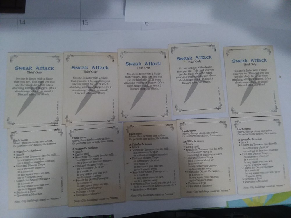 Dragon Strike 1993 TSR all Sneak Attack and Reference cards