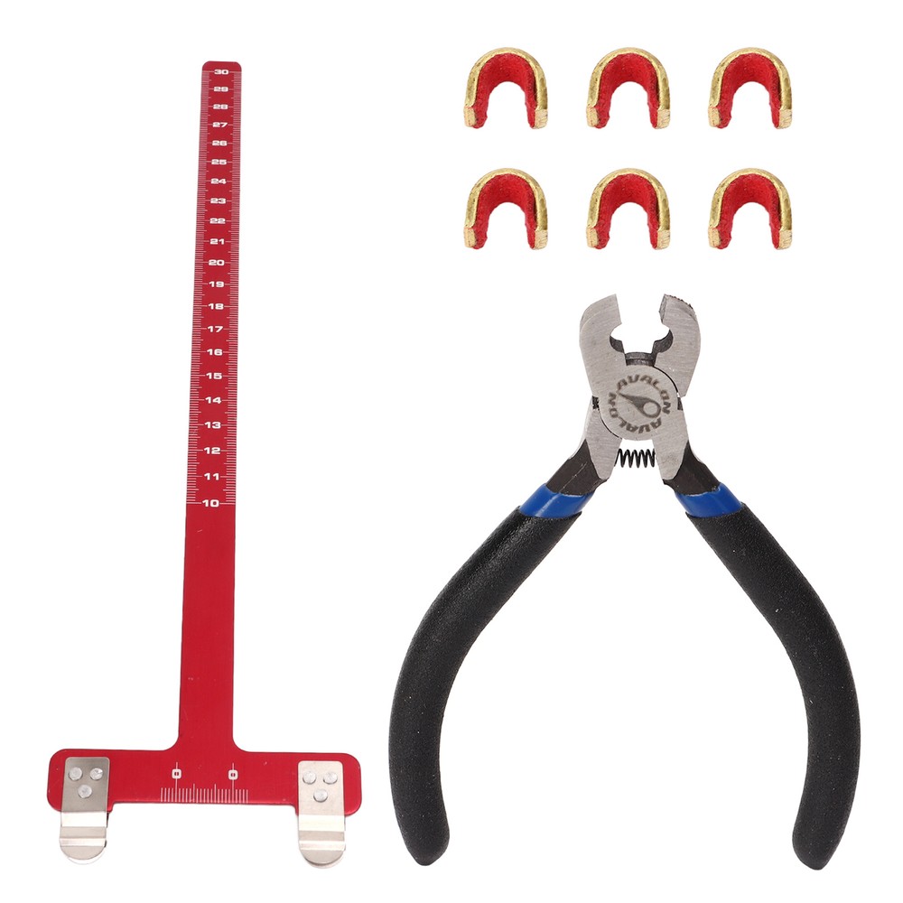 (Red)Bow String Nocking Points Pliers Set T Ruler Nocking Buckle Pliers Kit AN
