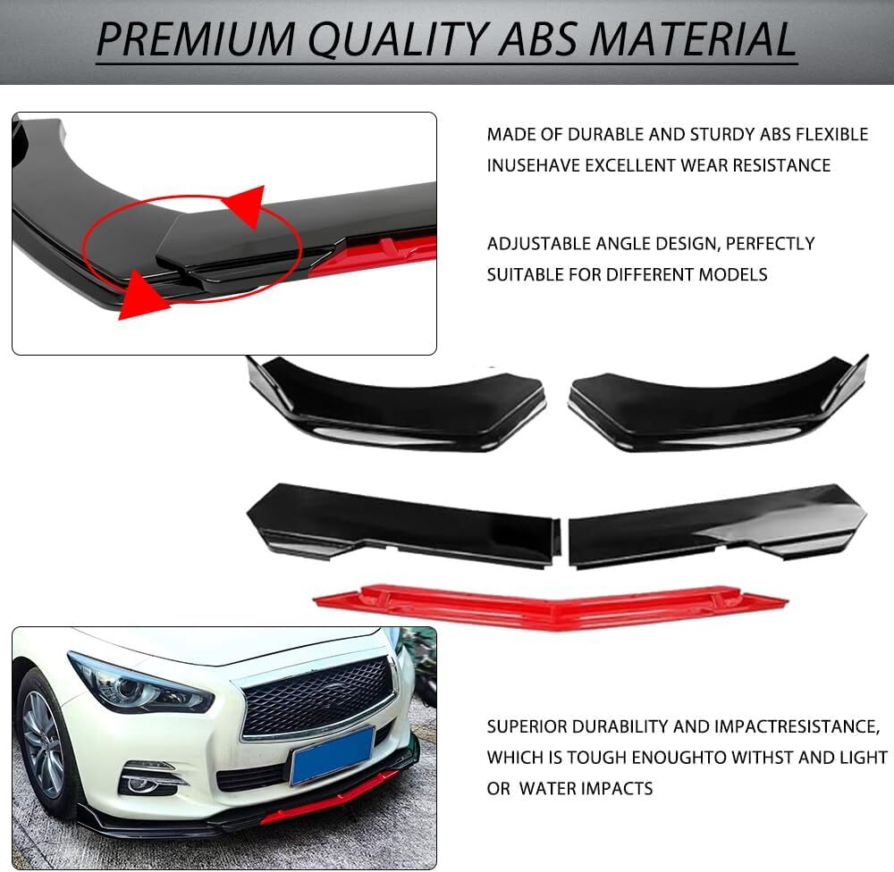 Front Bumper Lip Splitter Lower Spoiler Body Black+Red For Dodge Ram 1500