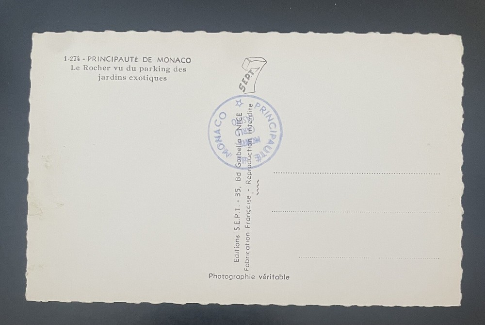 MONACO-PRINCIPAUTÉ DE MONACO-POST CARD-USED-J1437