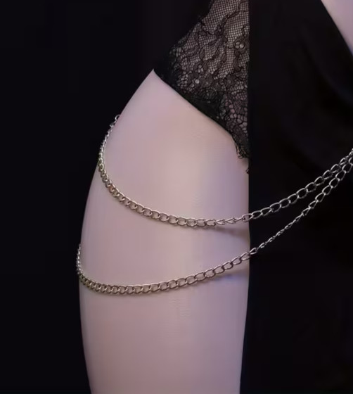 NEW Asian 1-Sz EGYPTIAN CATWOMAN SEDUCTION Black Lace Gld Chain Bodycon Lingerie