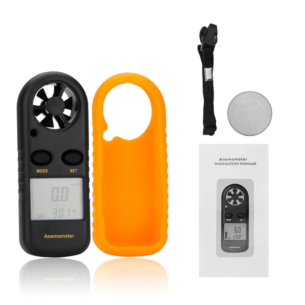 Handheld Digital Anemometer, Wind Speed & Temperature Meter LCD