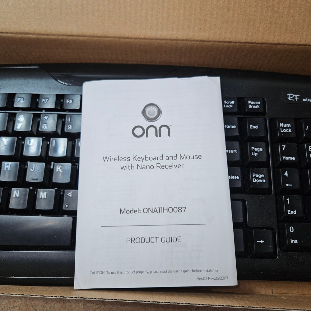 onn. Wireless Keyboard and Mouse Combo, 5-Button Mouse, Nano Receiver dongle