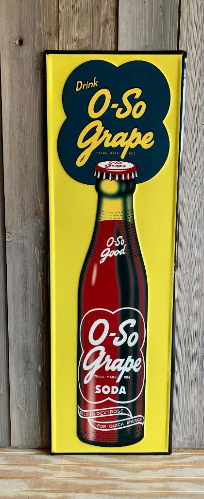 Antique Vintage Old Style OsoGrape Soda Vertical Sign 36" Tall