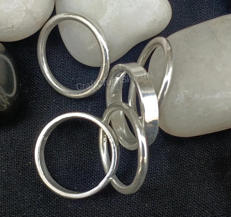 Set of 5 Sterling Silver Stacking Rings, Sterling Silver Stacking Ring All size