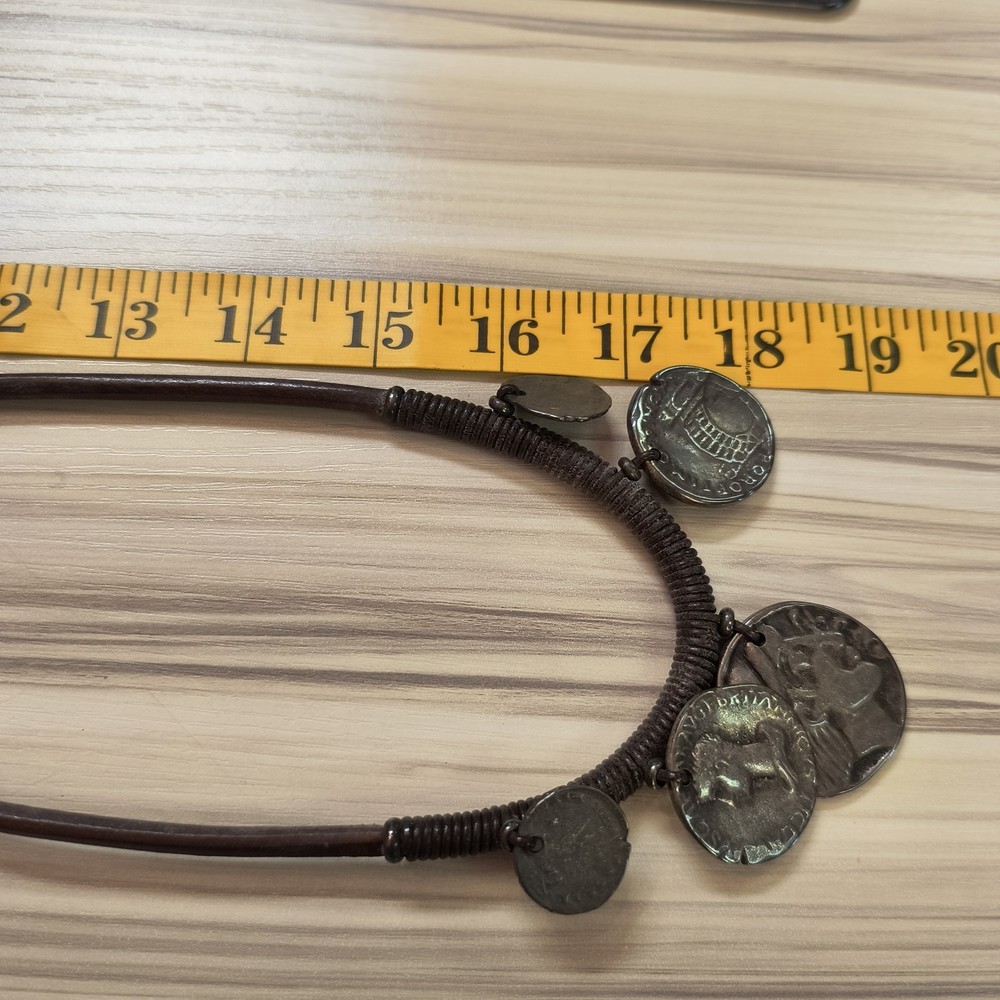 Tribal Coin Leather Necklace