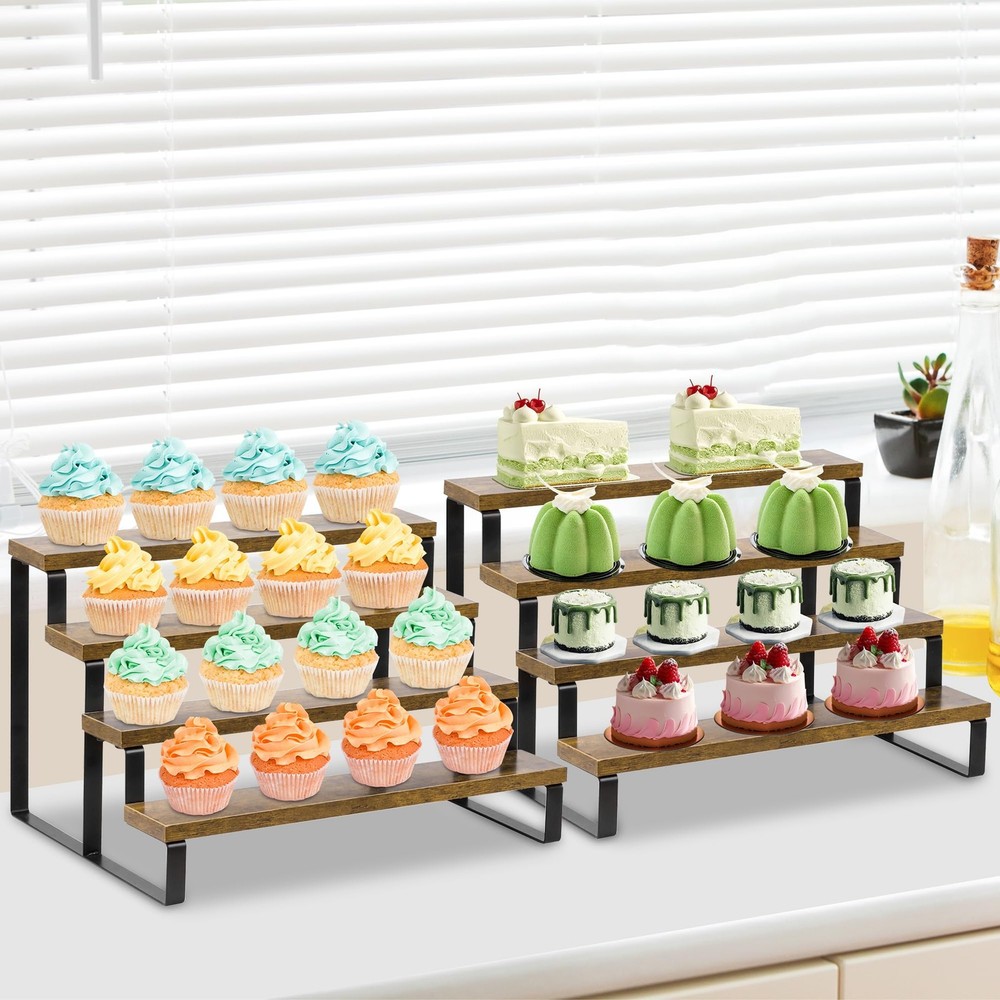 Cupcake Stand, Wood Stepped Cupcake Display Riser, Display Stand for Perfume,...