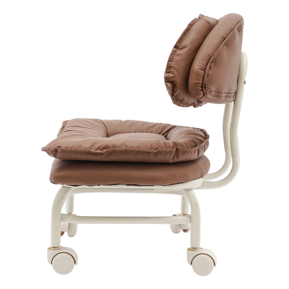 Brown Rolling Stool with Back Rest Heavy Duty Rolling Stool Roller Chair USA
