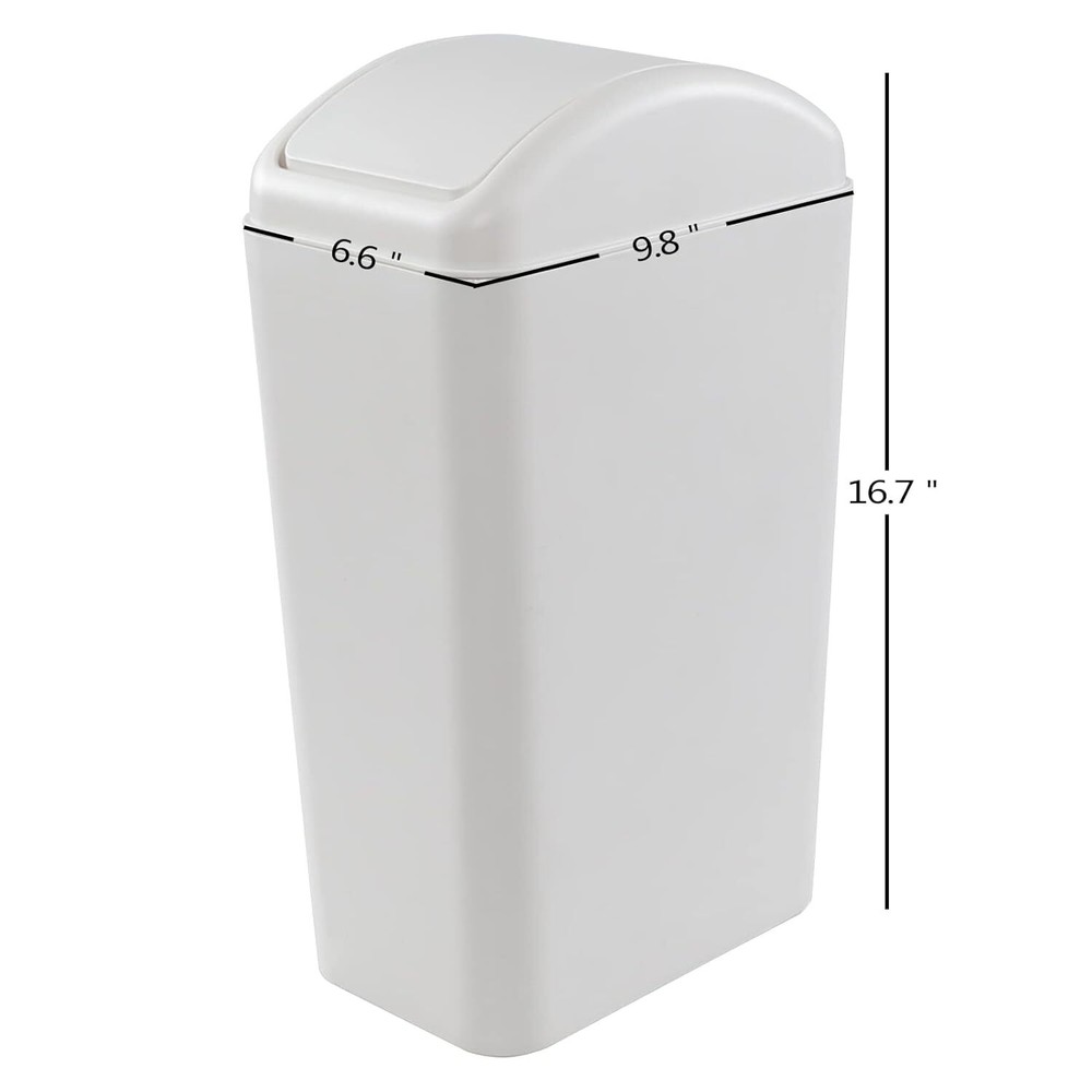 14 Liter Plastic Trash Can, Garbage Bin with Swing Lid (Light Grey) Light grey