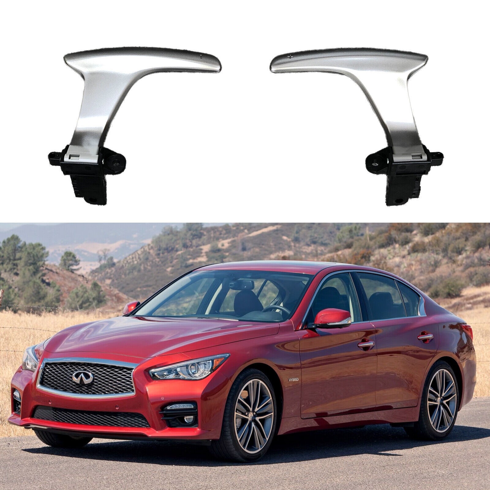 For Infiniti Q50 2014-2021 Matte Silver Steering Wheel Shift Paddle Shifter21Ywi