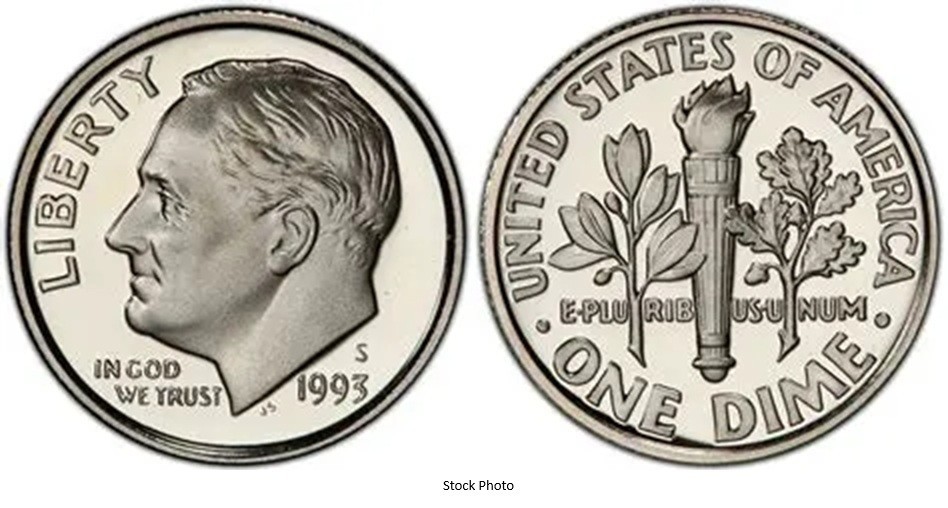 1993 P Roosevelt Dime Uncirculated 50 pc Roll