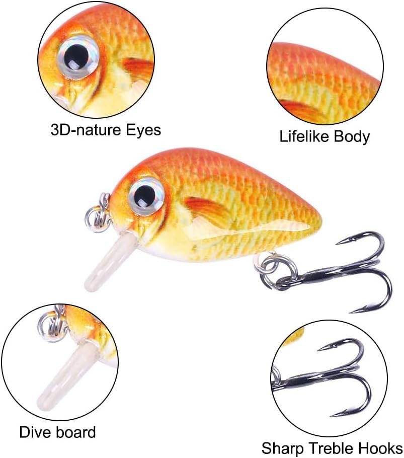 Fishing Lures, ABS Bait Kit Mini Artificial Fish Baits for Small