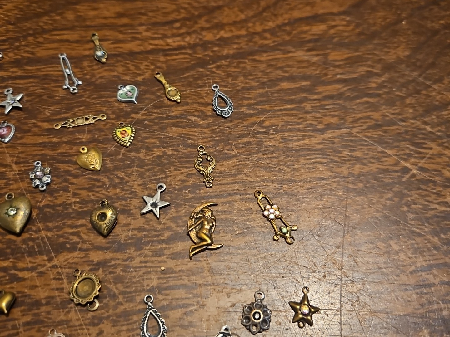 Lot Of 50 Mixed Parts Pcs France Vintage 60s Brass Stampings Findings Jewelry 21