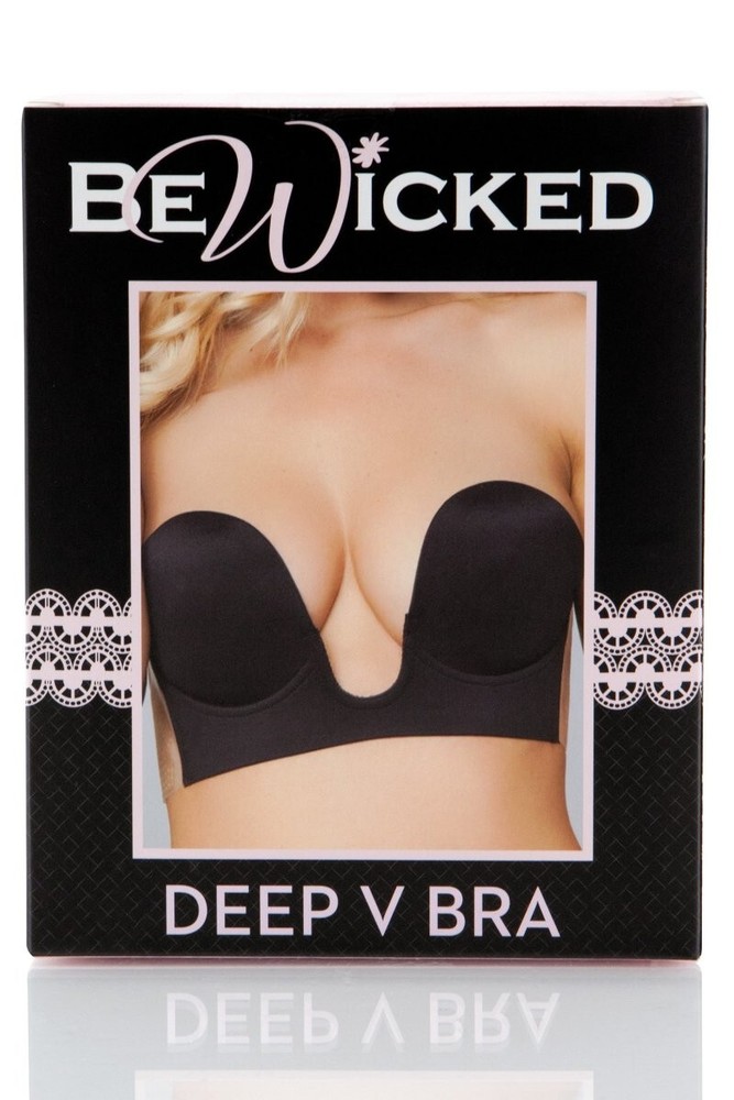 BeWicked Deep V Bra - Black - U Shape Microfiber & Silicone Bra