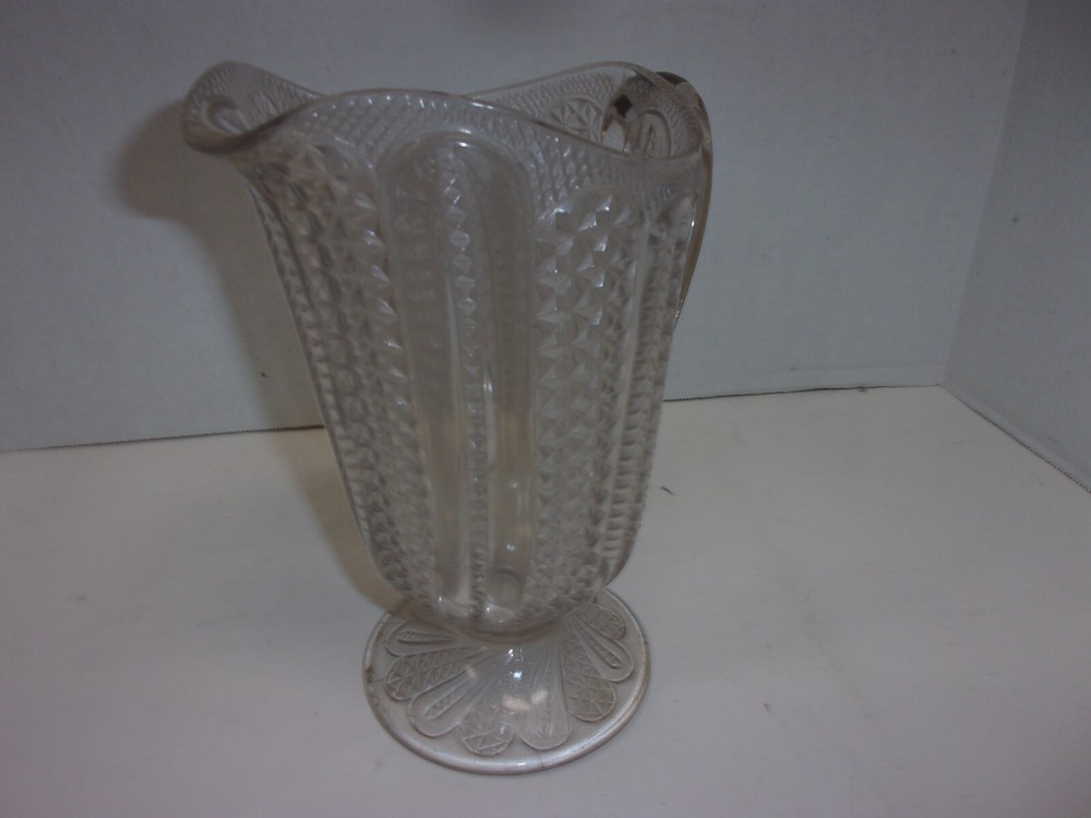 Vintage McKee Brothers Doric Pitcher EAPG Feather Pattern No Chips Or Cracks