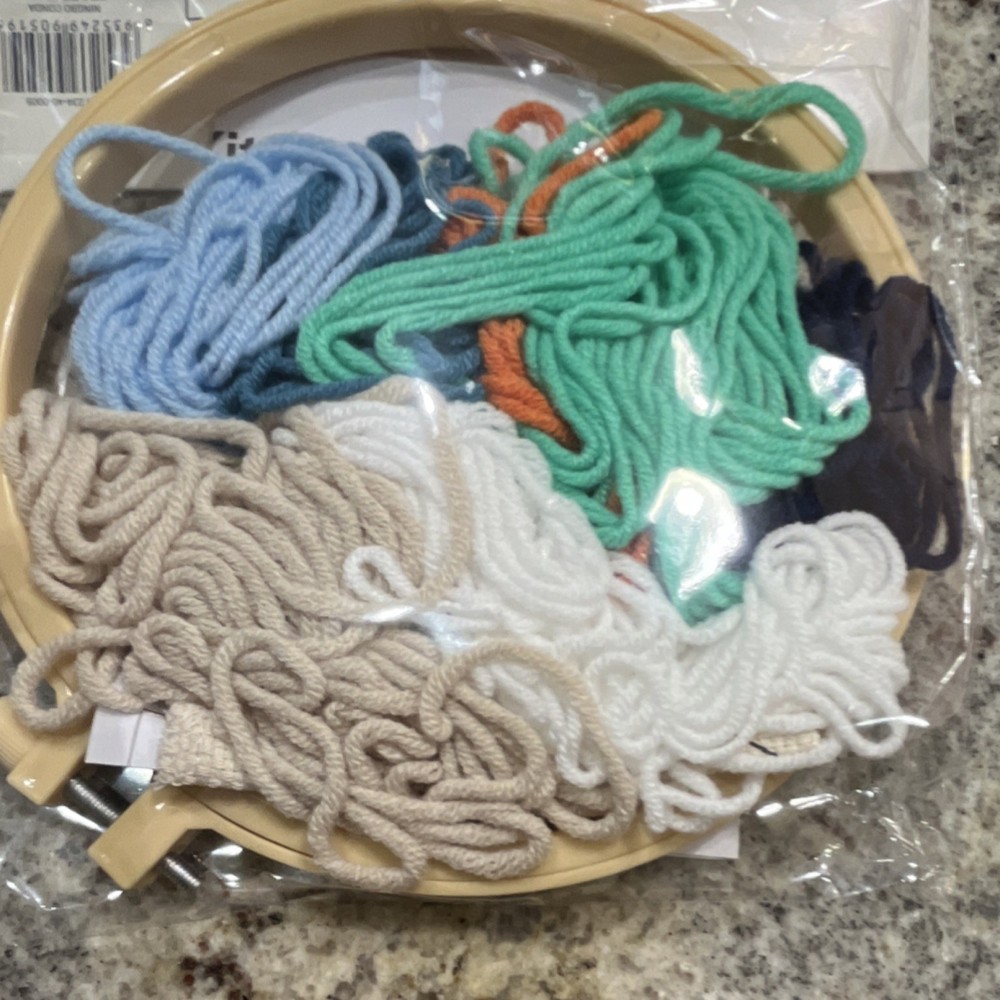 Punch Needle Kit Mountain Landscape with Frame, Fabric, Strings & Guide