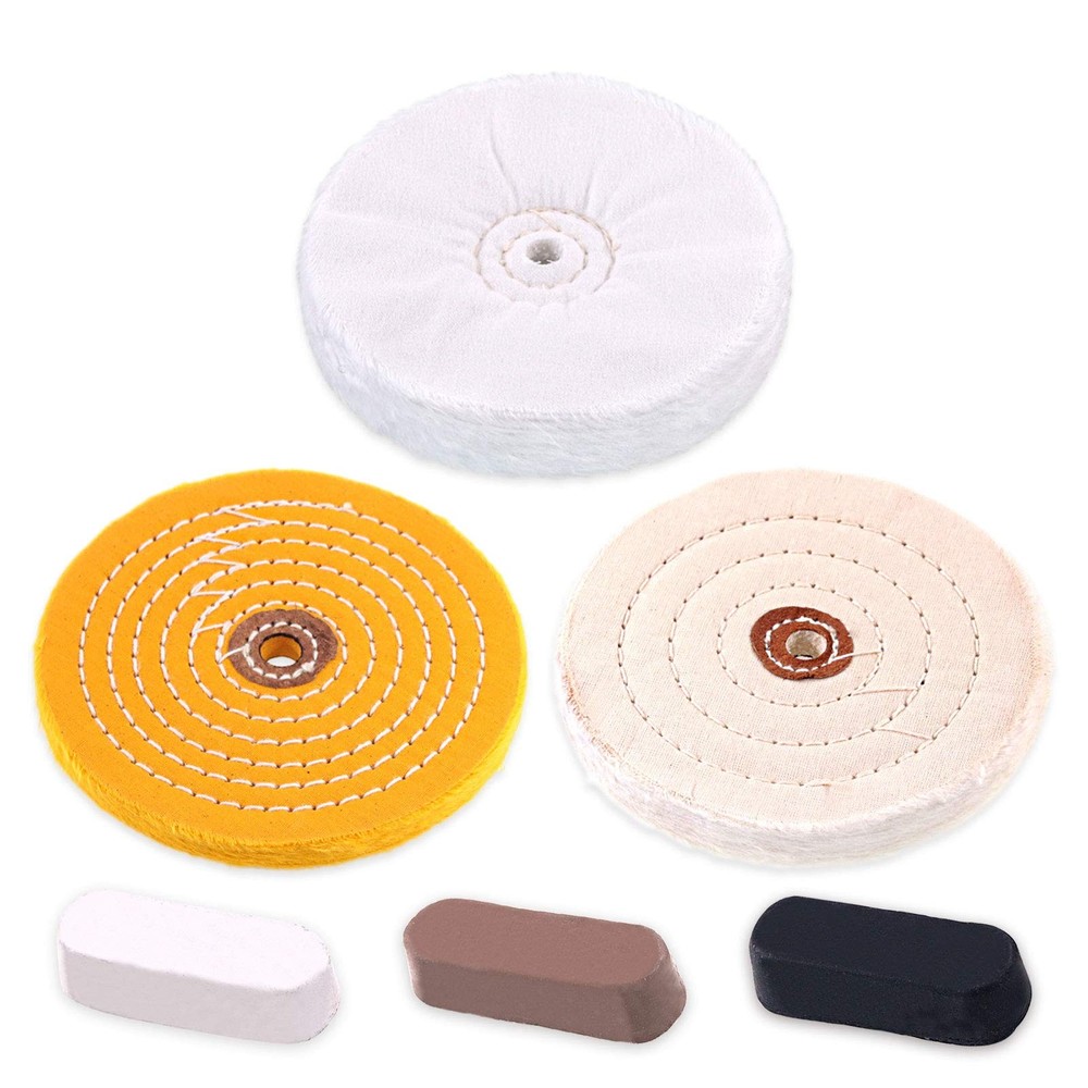 Rustark 6 Piece Polishing Compounds Kit with 3 Assorted Buffing Wheels Including