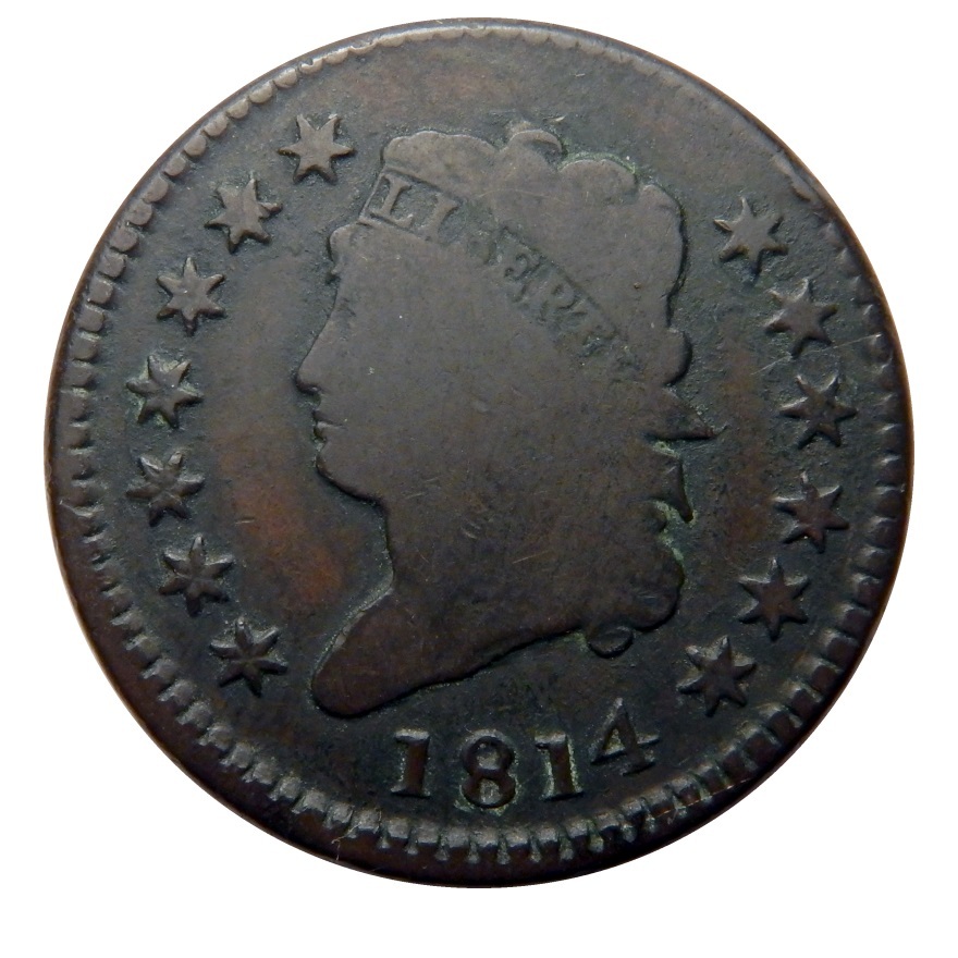 Large cent/penny 1814 Sheldon 295 plain 4 beautiful original