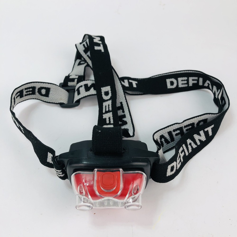 Defiant Headlight Head Lamp Light Forehead Camping Adjustable Straps Tested EUC