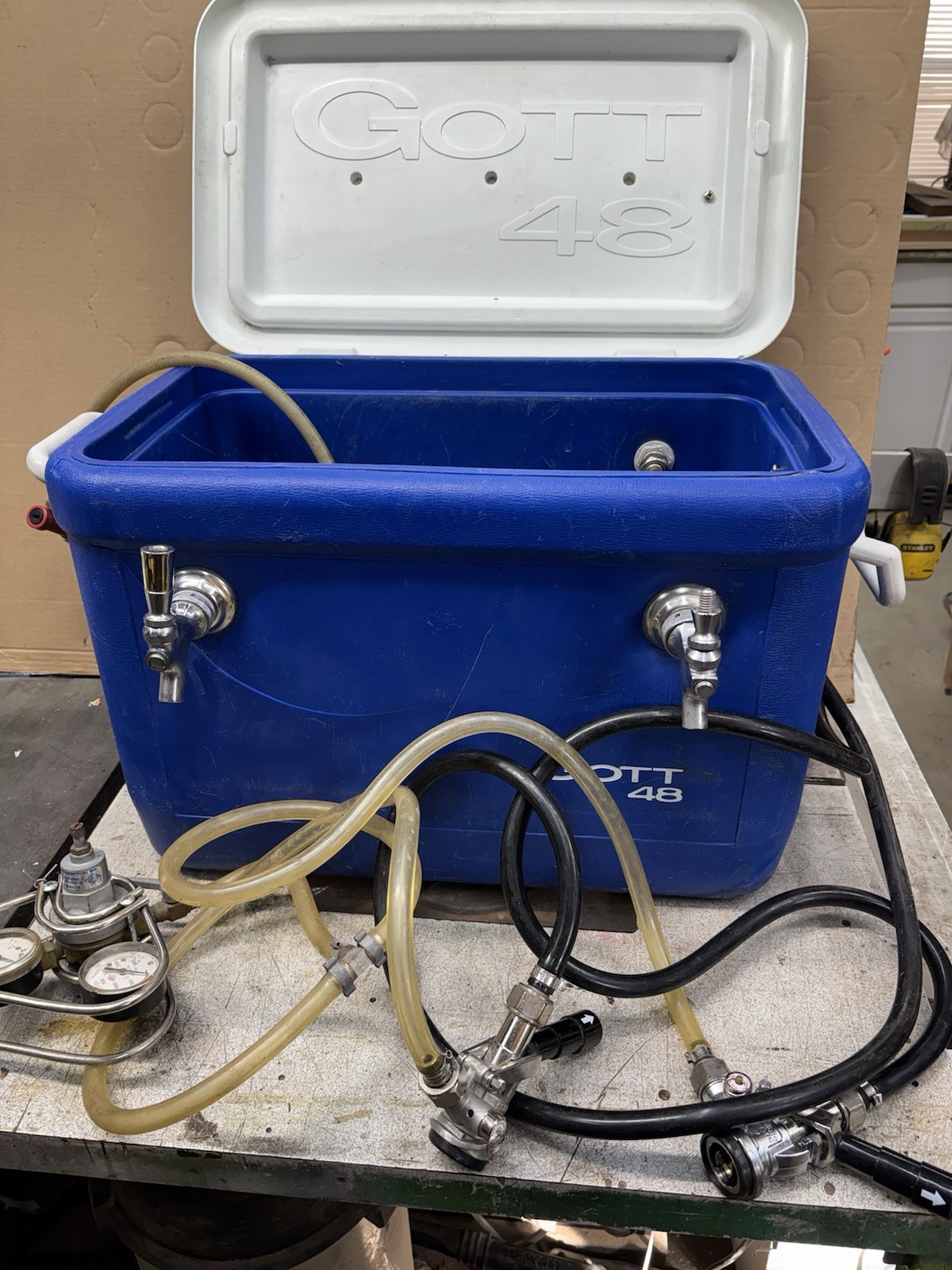 Dual Tap Jockey Box Homebrew Beer Keg Dispensing Cooler Tailgating 48 Qt Cooler