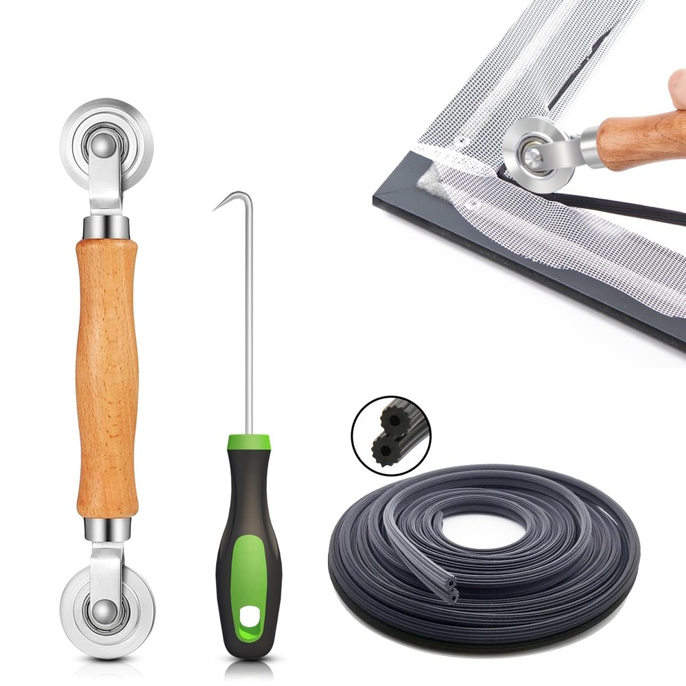 Screen Repair Kit/Tool, Screen Roller Tool, Steel Roller with Bear, 32 ft Spl...