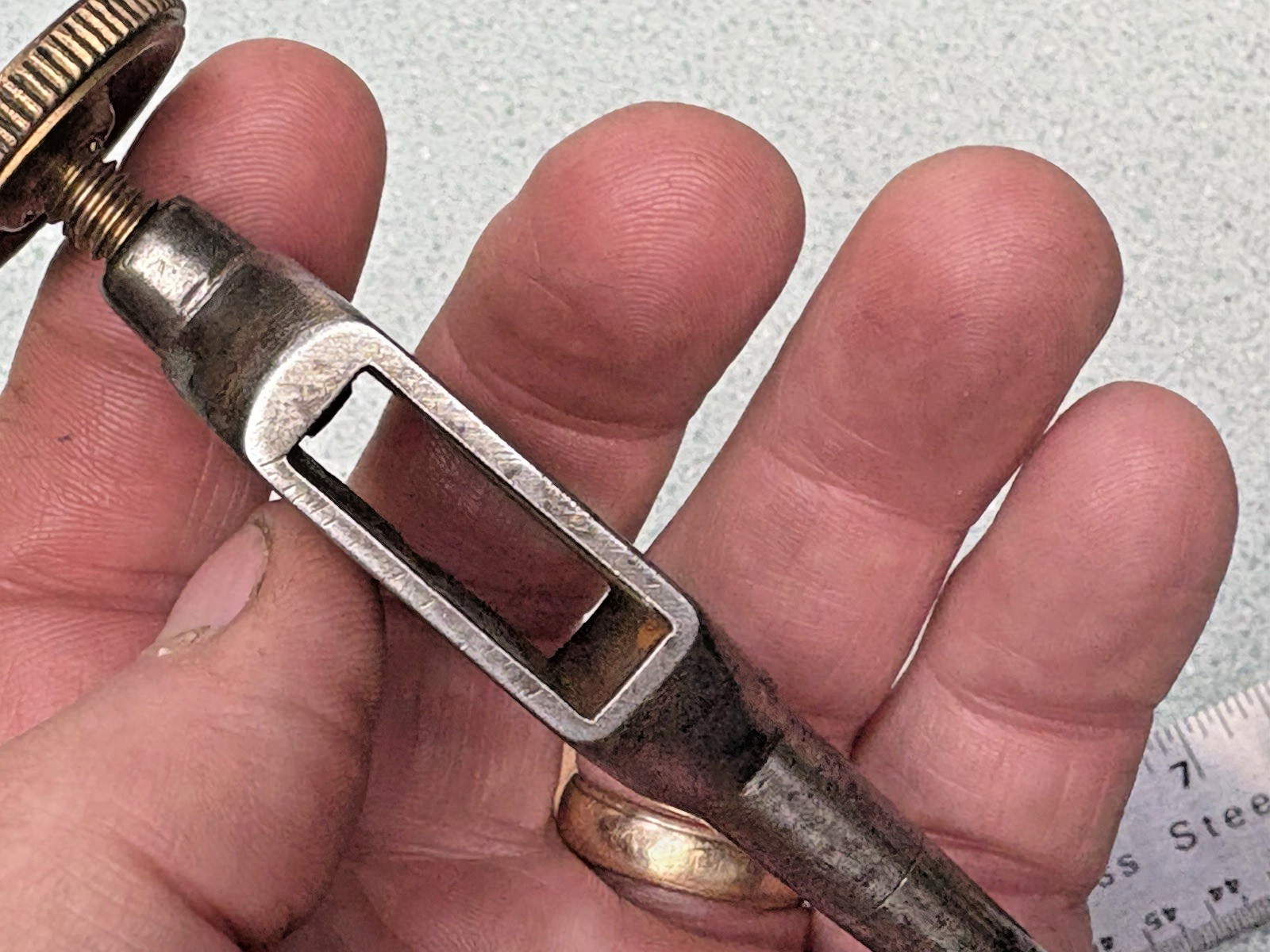 Pair Of Vintage 5 1/2" Trammel Points Unmarked Steel Points hand made NICE brass