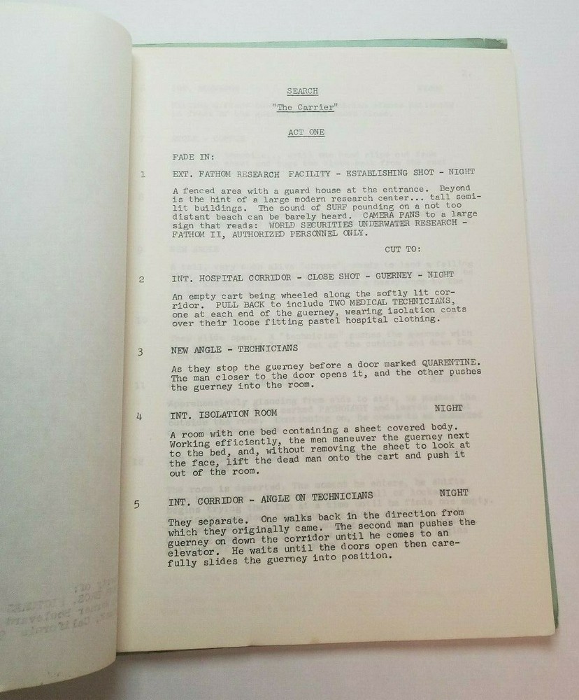SEARCH / Judy Burns 1972 TV Show Script, "Countdown to Panic"