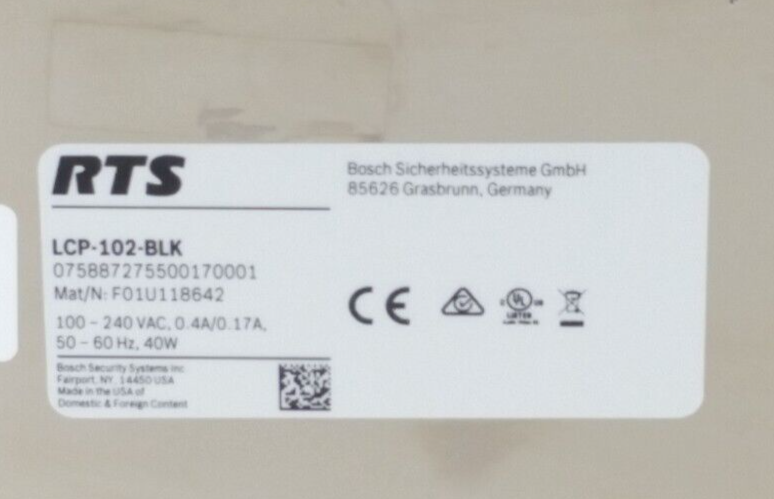 Telex RTS Intercom LCP-102-BLK