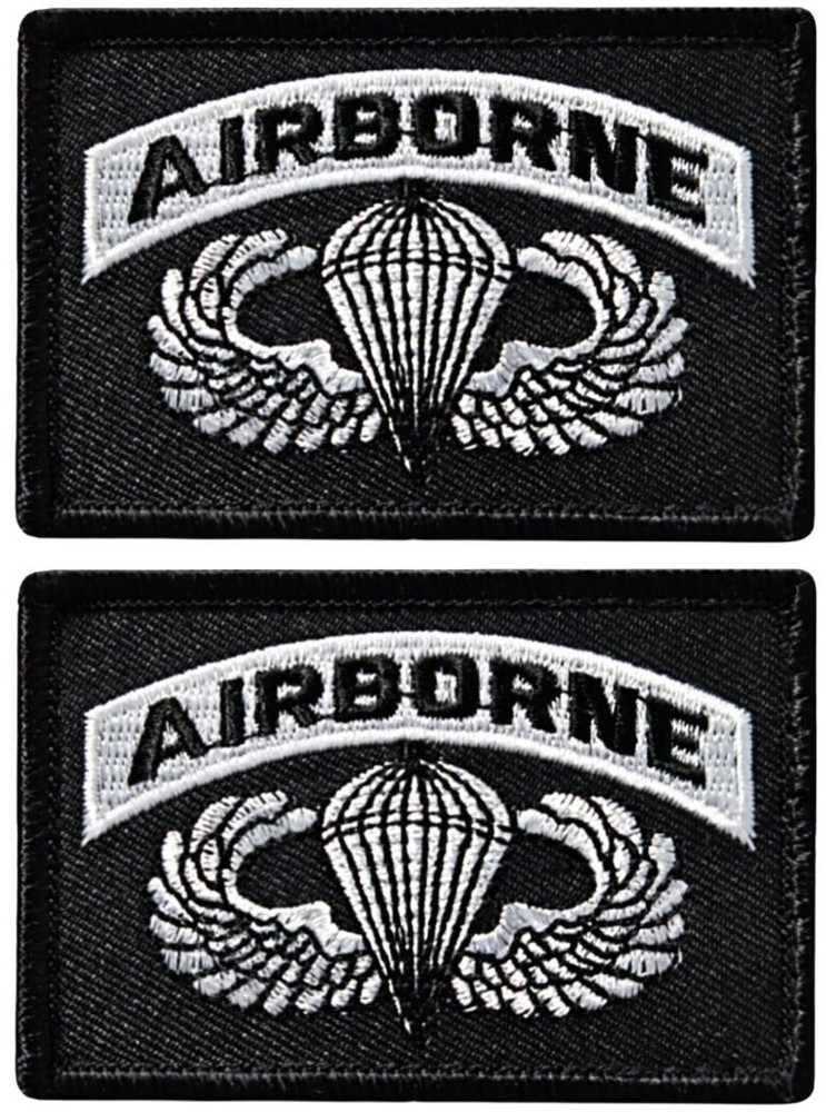Airborne Jump Wings Paratrooper Embroidered Patch | 2PC HOOK BACKING   3"x2"
