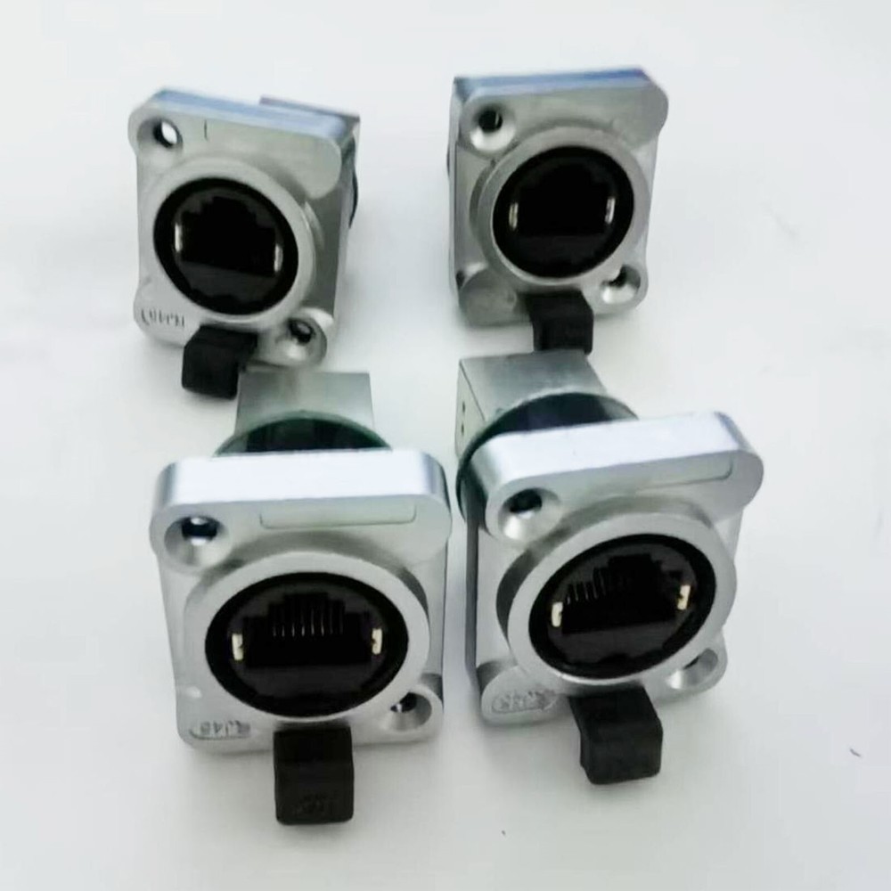 4× CAT5/6 RJ45 Feed-through Ethercon Chassis Panel Mount RJ45 Connector System
