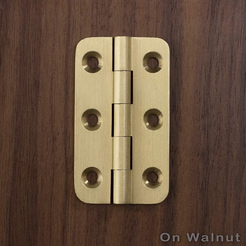 4-Pack Brushed Solid Brass Butt Hinges 2" for Cabinets and Wood Crafting