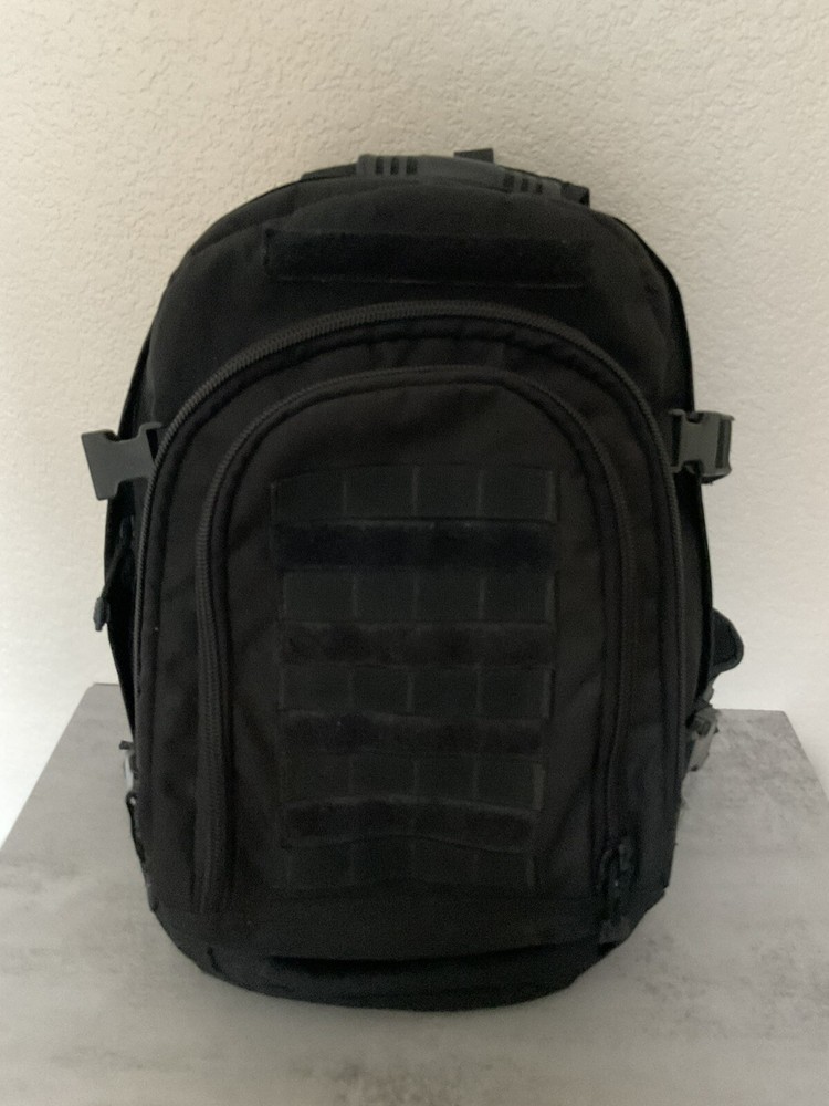 Fox Tactical Backpack Black Multi Compartments Hiking Outdoors - See Notes