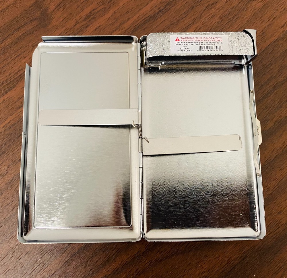 Devils Harvest 100's Size Cigarette Case with built in lighter Wallet