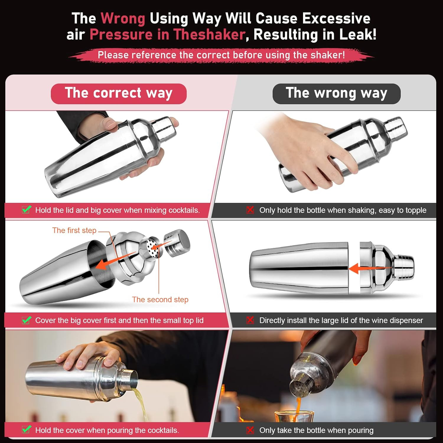 24Oz Cocktail Shaker Set Martini Shaker Set Bartender Set with Margarita Mixer D