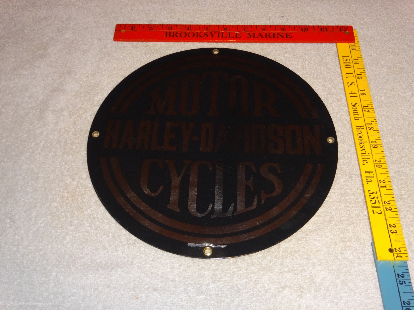 VINTAGE HARLEY DAVIDSON MOTORCYCLES 11 1/4" PORCELAIN METAL GASOLINE & OIL SIGN!