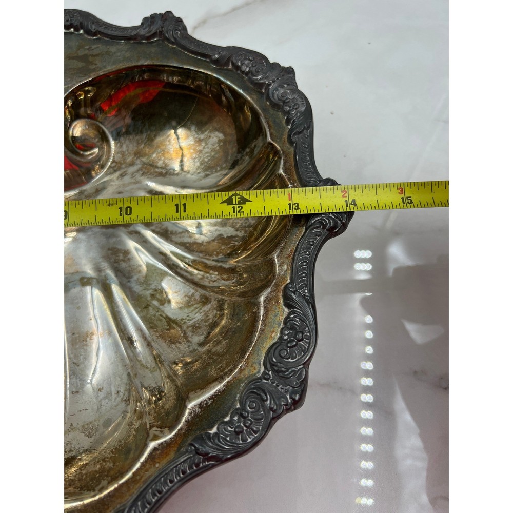 Vintage Silverplate Shell Serving Bowl Cachepot Footed Mid Century