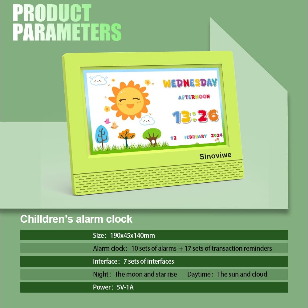 Digital Alarm Clock with 7'' HD Screen, Calendar Function,It is Perfect for K...
