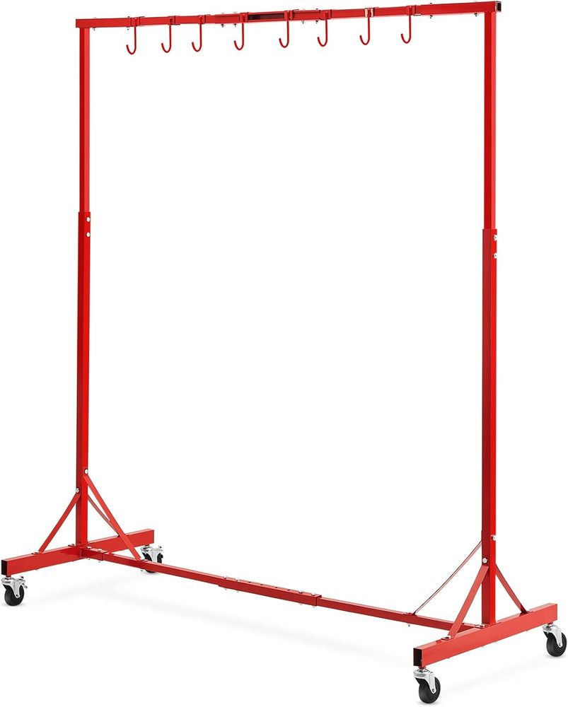 Adjustable 5-7 Ft Painting Rack with Wheels & Hooks - 66 Lbs Capacity