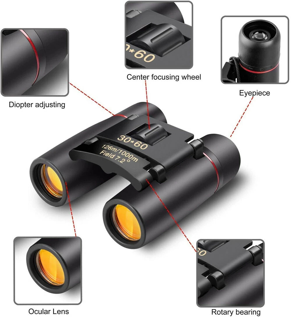 30X60 Zoom Binoculars Day/Night Vision Travel Outdoor Mini Hunting Telescope