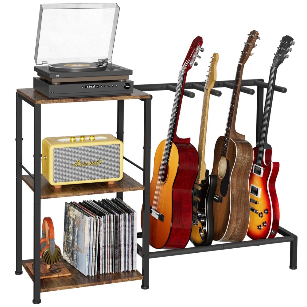 Guitar Stand for 4 Guitars, Adjustable Multiple Guitars Rack with Soft-Padded...